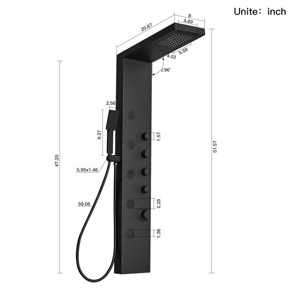 VIBRANTBATH 52" Shower Panel with Fixed Shower Head Wayfair